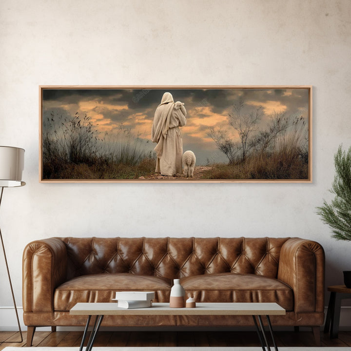 Shepherds Of Dawn – Framed Canvas Print – Christian Wall Art – Jesus Painting – Panoramic Art – Christian Art Canvas – Christian Christmas