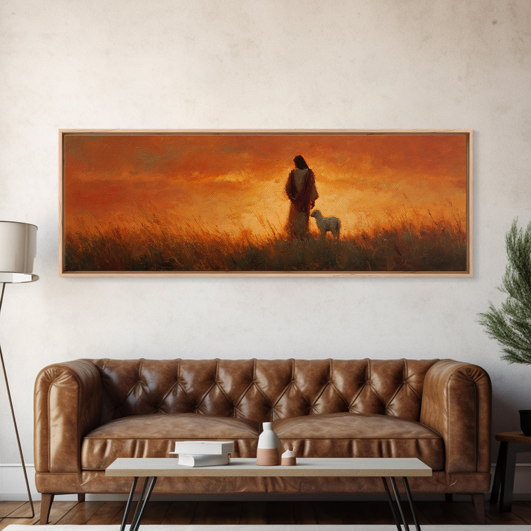 Hillside Promise | Framed Canvas Print | Christian Art Work | Jesus Painting | Extra Wide Art | Christian Christmas Art | Christian Decorat