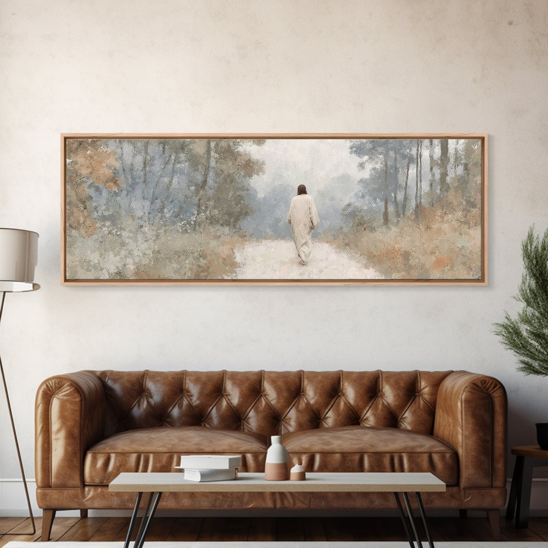 Waters Of Stillness – Framed Canvas Print – Christian Art Painting – Jesus Canvas Art – Panoramic Art – Christian Christmas Art – Subtle Ch