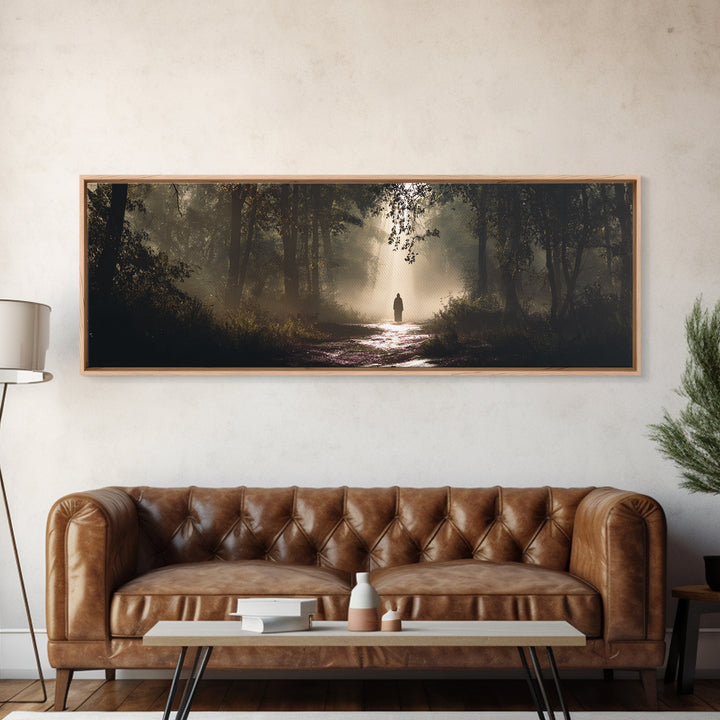 Forest Of Hope - Framed Canvas Print - Christian Wall Art - Jesus Painting - Panoramic Frame - Christian Art Canvas - Moody Christian Art -