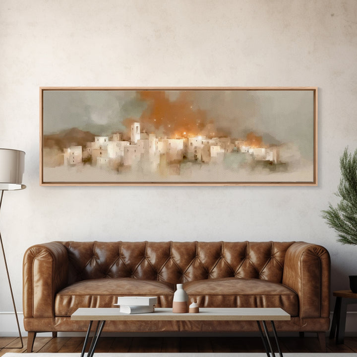 Bethlehem Glow | Framed Canvas Print | Christian Wall Art | Panoramic Art | Christian Art Print | Christmas Art | Unique Christian Art