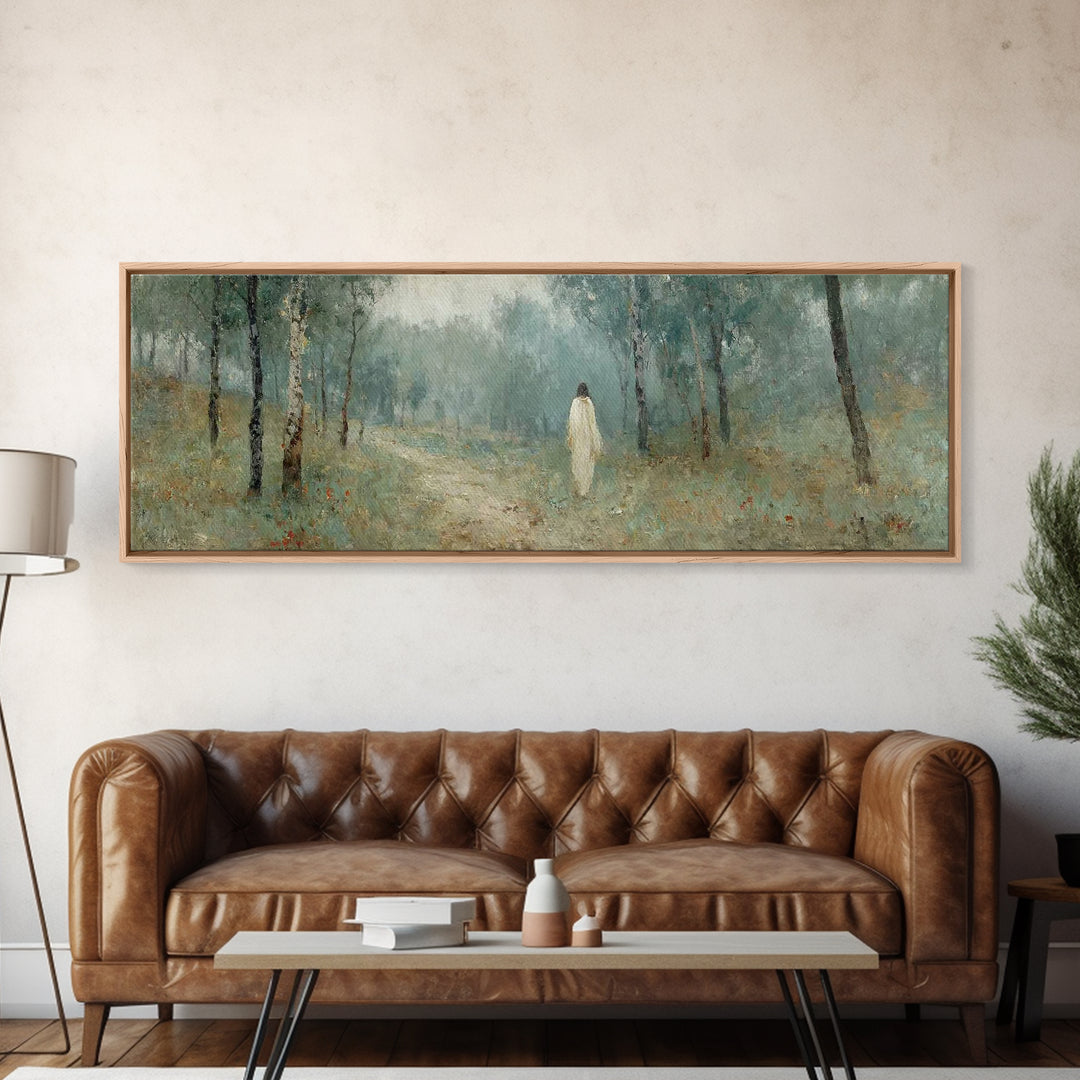 Forest Of Glory – Framed Canvas Print – Christian Wall Art – Panoramic Art – Jesus Painting – Christian Art Canvas – Modern Christian Art –