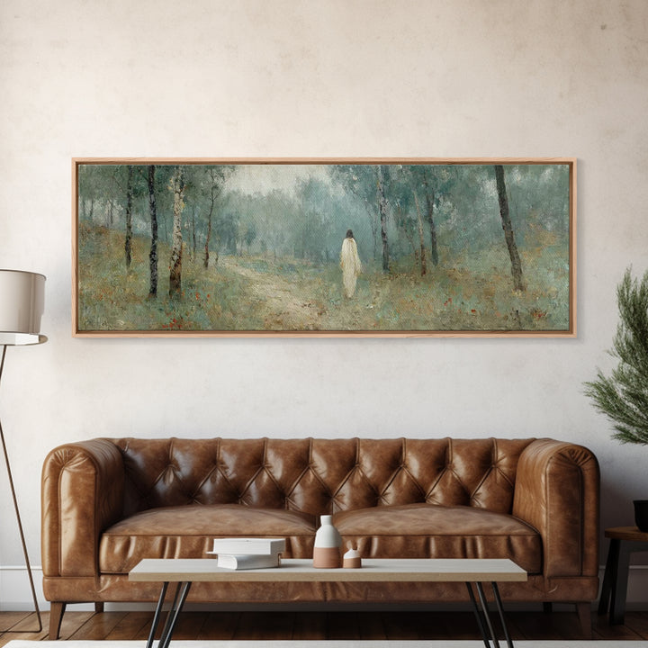 Forest Of Glory – Framed Canvas Print – Christian Wall Art – Panoramic Art – Jesus Painting – Christian Art Canvas – Modern Christian Art –