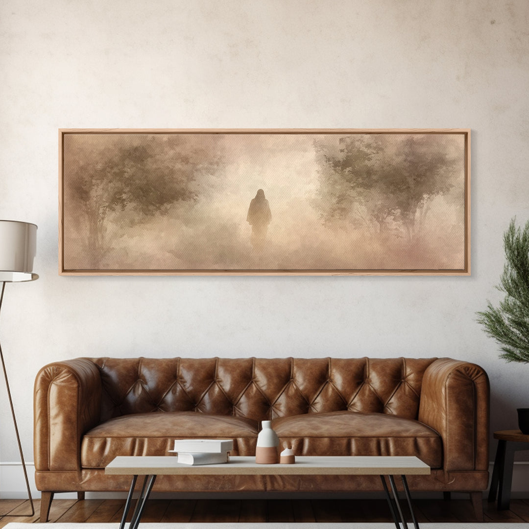 Quiet Divine Path | Framed Canvas Print | Panoramic Painting | Christian Wall Art | Christian Art Work | Subtle Christian Art | Large Chris