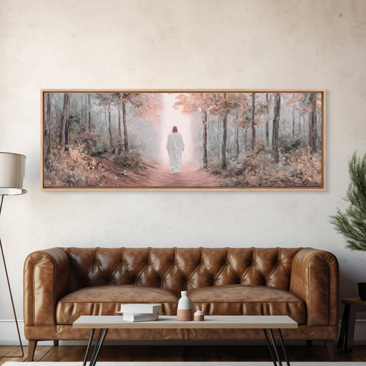 Walk In His Light – Framed Canvas Print – Christian Art Canvas – Panoramic Frame – Christian Wall Art – Christian Art Print – Moody Christi