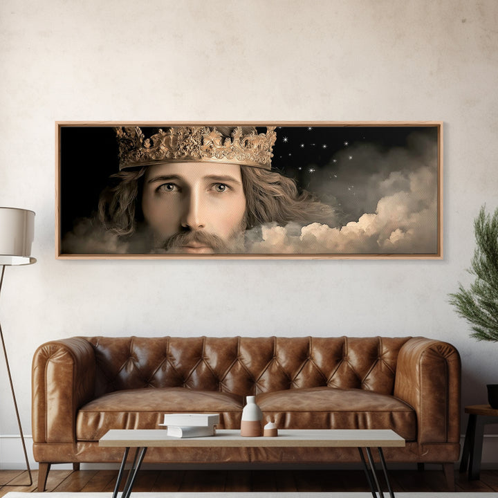 Crowned In Majesty – Framed Canvas Print – Panoramic Print – Christian Wall Art – Jesus Painting – Christian Art Canvas – Large Jesus Paint