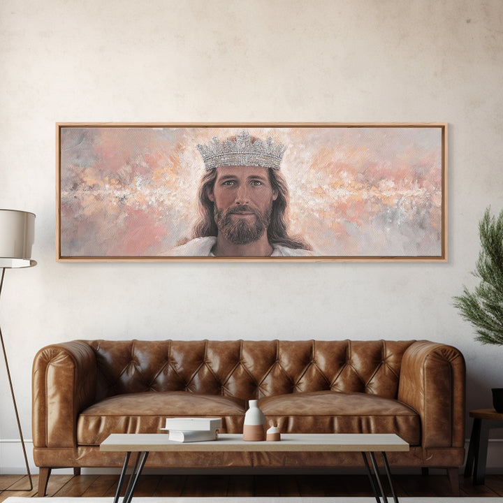 King Of Heaven | Framed Canvas Print | Panoramic Art | Jesus Canvas Art | Christian Wall Art | Modern Christian Art | Christian Art Prints