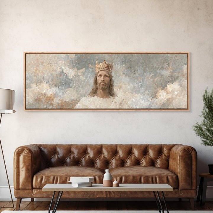 Radiant Crown Light, Framed Canvas Print, Panoramic Painting, Christian Wall Art, Jesus Painting, Christian Art Canvas, Modern Christian Ar