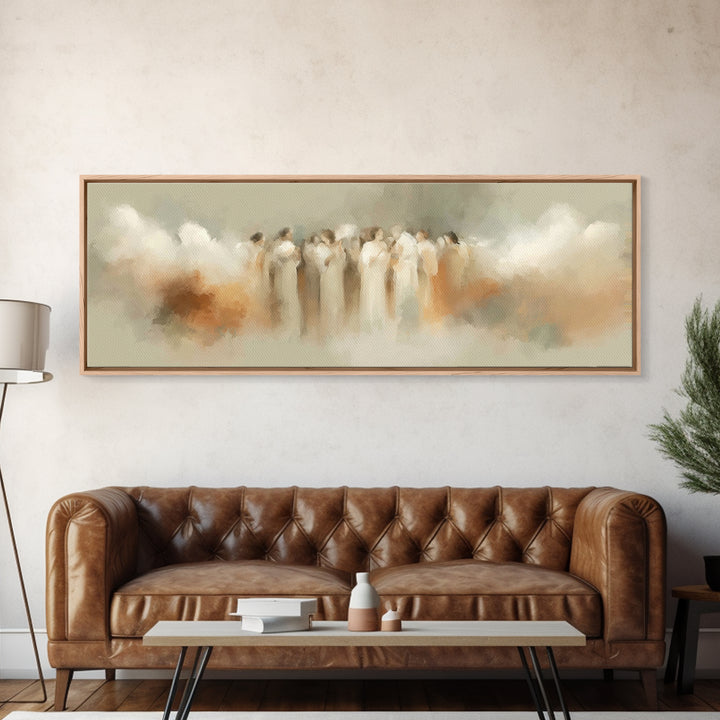 Heavenly Gathering – Framed Canvas Print – Christian Art – Panoramic Wall Art – Christian Art Prints – Christmas Art – Christian Decor For