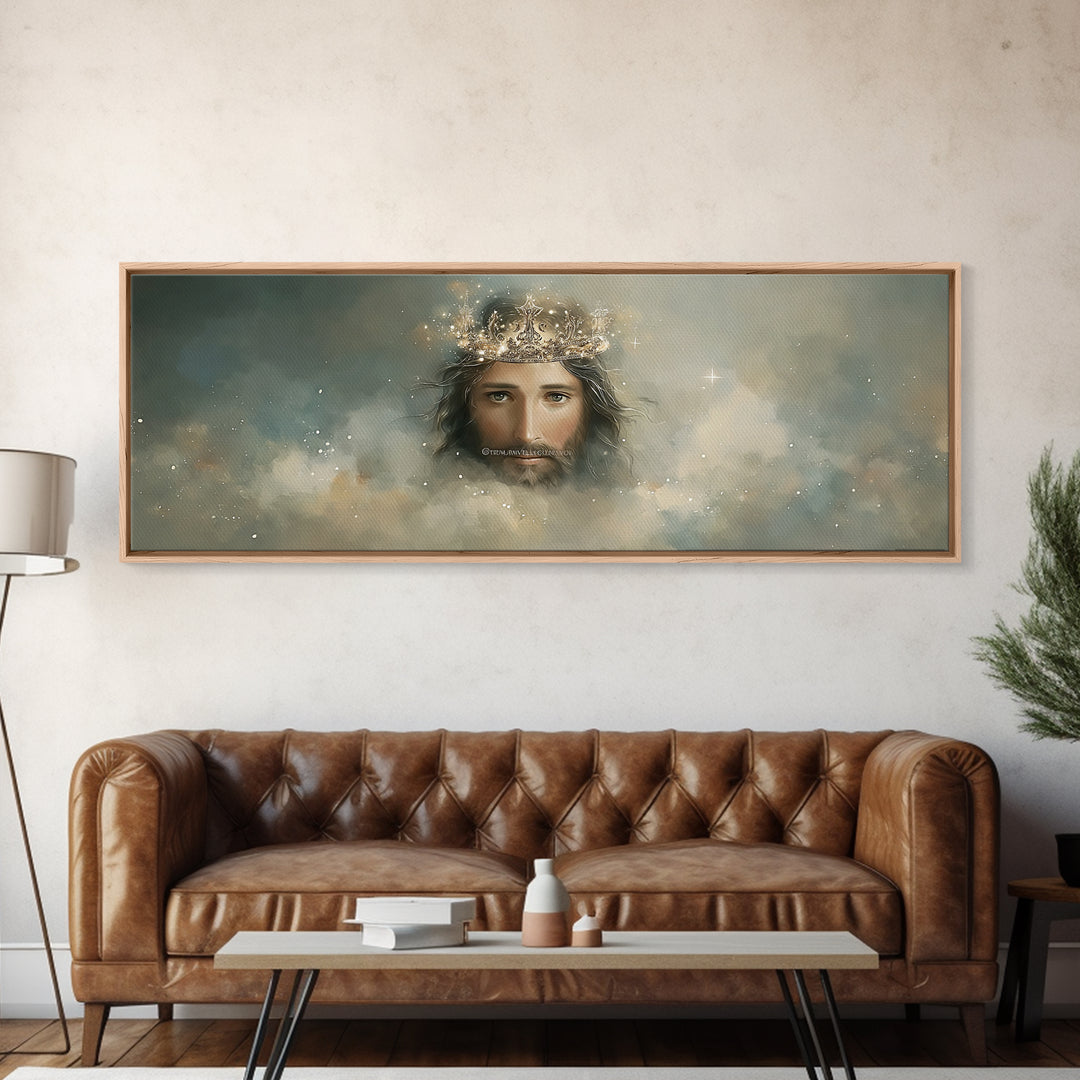 Heavenly Crown – Framed Canvas Print – Christian Wall Art – Jesus Painting – Panoramic Art – Christian Christmas Art – Christian Decor