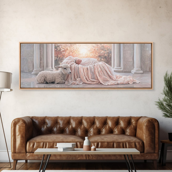 Holy Dawn, Framed Canvas Print, Christian Wall Art, Jesus Christmas Art, Panoramic Print, Christian Art Canvas, Christian Christmas Art