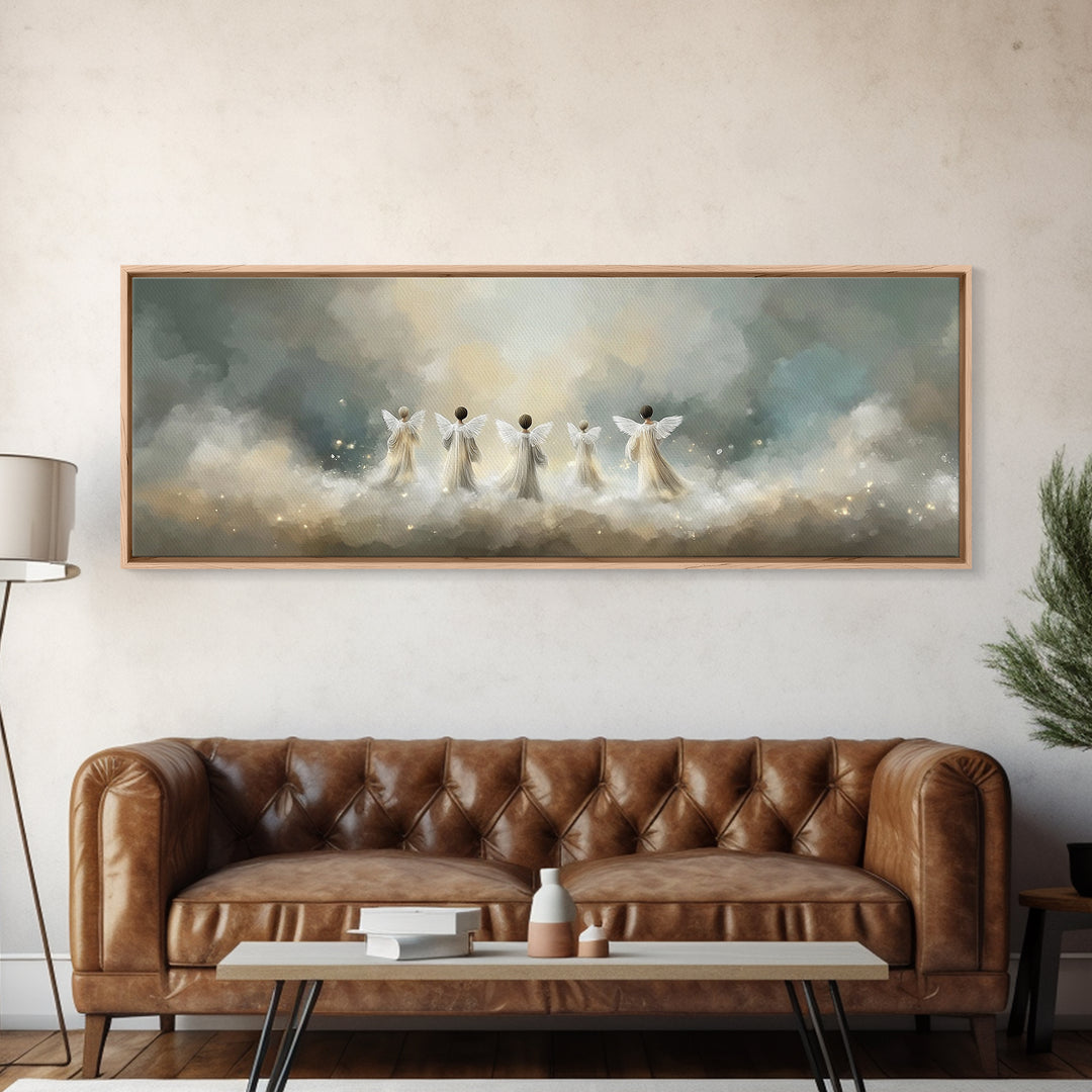 Angelic Hope Rise, Framed Canvas Print, Christian Paintings, Panoramic Frame, Christian Art Canvas, Christmas Art Prints, Christian Decorat