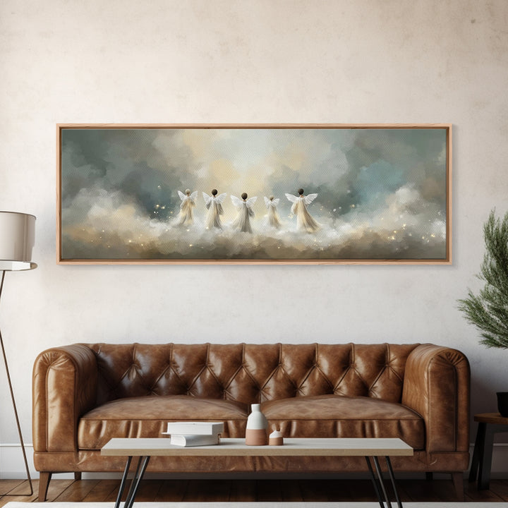 Angelic Hope Rise, Framed Canvas Print, Christian Paintings, Panoramic Frame, Christian Art Canvas, Christmas Art Prints, Christian Decorat