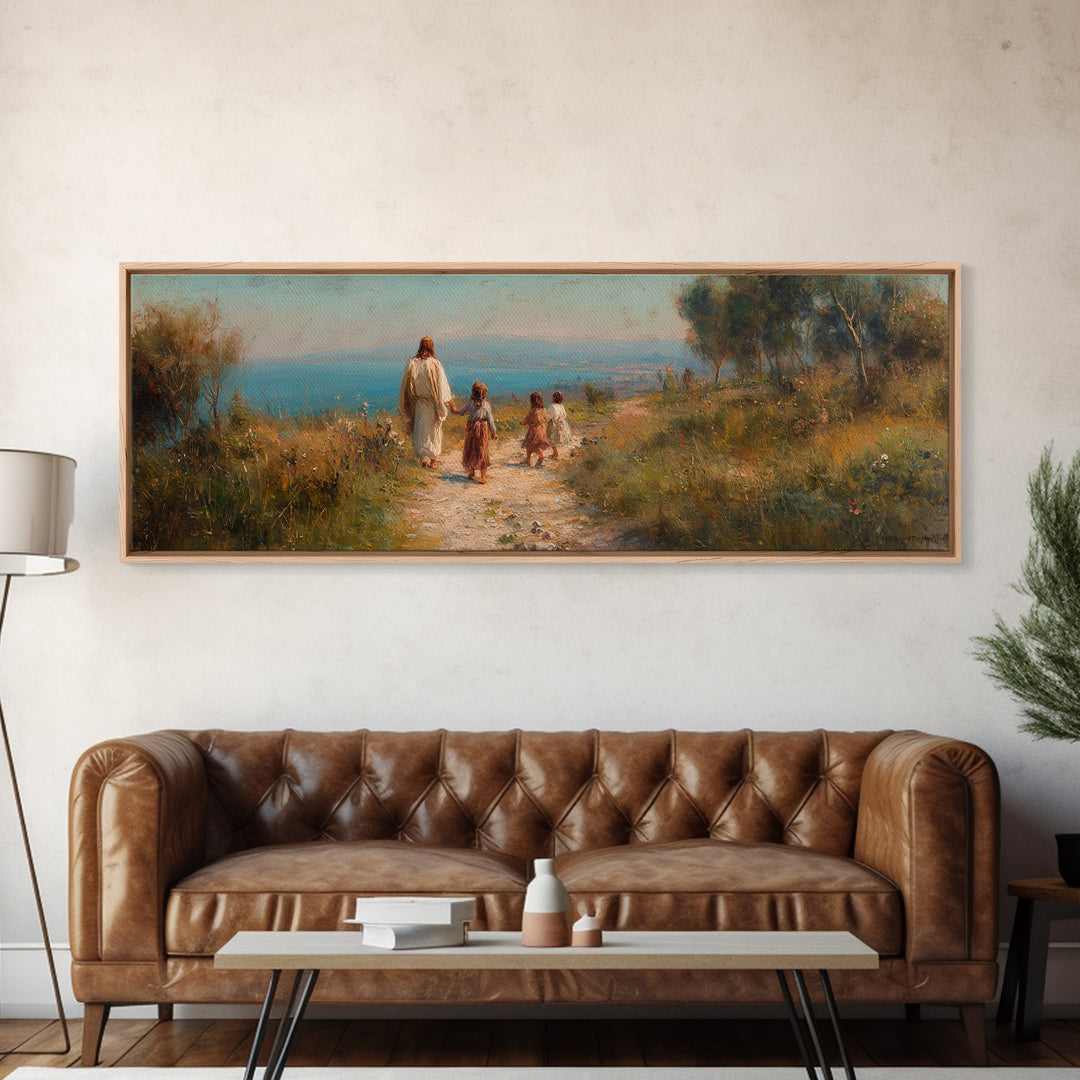 Hillside Grace – Framed Canvas Print – Christian Art Canvas – Panoramic Painting – Christian Wall Art – Jesus Painting – Christian Christma