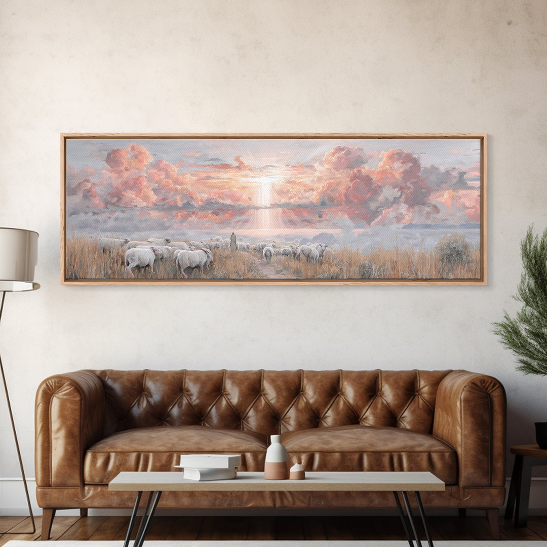 Stormlit Journey, Framed Canvas Print, Christian Wall Art, Panoramic Frame, Christian Art Canvas, Jesus Painting, Christian Christmas Decor