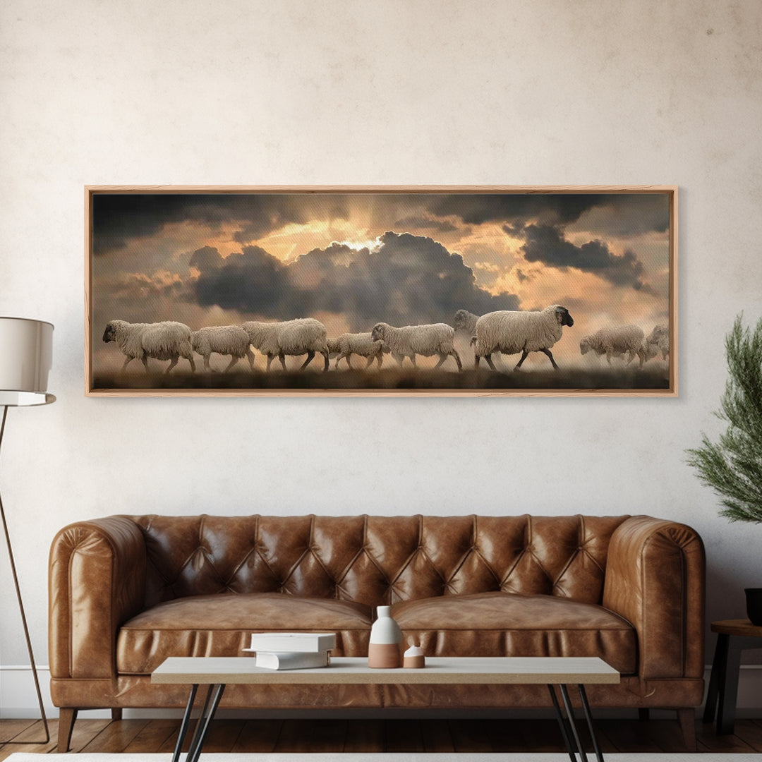 Fields Of Peace | Framed Canvas Print | Christian Wall Art | Panoramic Painting | Christian Art Canvas | Christian Christmas Art | Jesus Pa