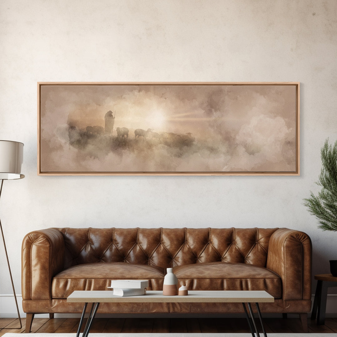 Radiant Horizon, Framed Canvas Print, Christian Art Canvas, Panoramic Wall Art, Christian Wall Art, Christmas Art, Modern Christian Art