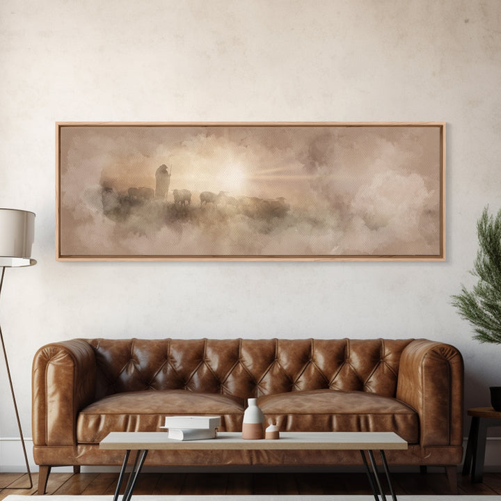 Radiant Horizon, Framed Canvas Print, Christian Art Canvas, Panoramic Wall Art, Christian Wall Art, Christmas Art, Modern Christian Art