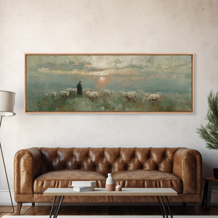 Horizon Of Peace, Framed Canvas Print, Panoramic Print, Christian Wall Art, Christian Art Canvas, Jesus Painting, Christmas Art
