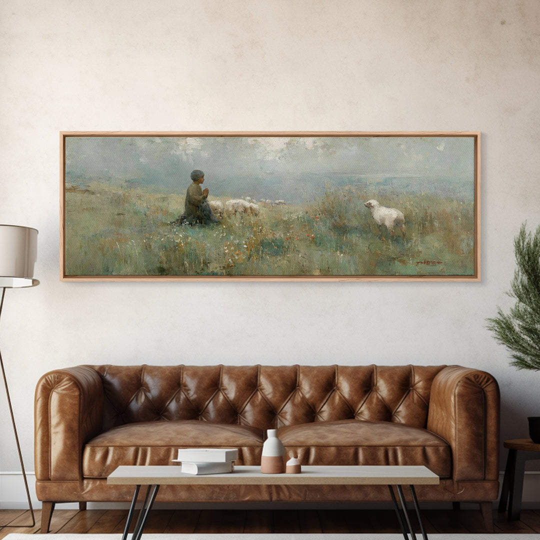 Childlike Faith – Framed Canvas Print – Panoramic Art – Christian Wall Art – Christian Art Canvas – Jesus Painting – Christmas Art