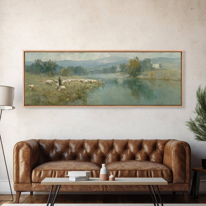 The Gentle Guide – Framed Canvas Print – Extra Wide Art – Christian Wall Art – Christian Painting – Jesus Canvas Art – Christian Christmas