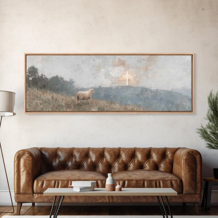Valley Of Mercy – Framed Canvas Print – Panoramic Wall Art – Christian Art Gift – Modern Christian Art – Jesus Painting – Christmas Art Pri