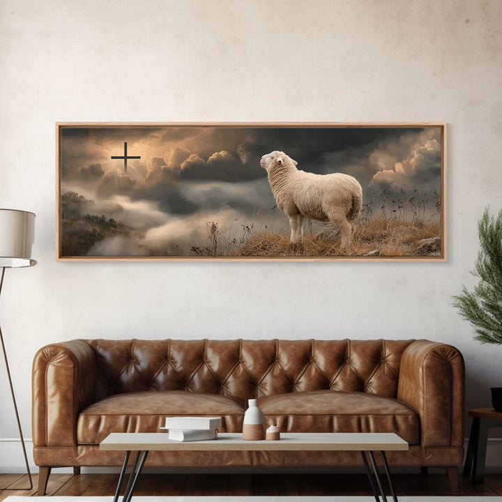 Dawn Of Salvation, Framed Canvas Print, Panoramic Painting, Christian Wall Art, Christian Art Canvas, Jesus Painting Canvas, Christmas Art