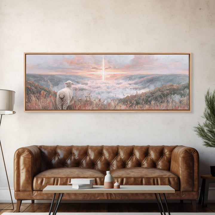 Crosslight Horizon | Framed Canvas Print | Panoramic Print | Christian Wall Art | Christian Art Painting | Jesus Canvas Art | Christian Chr