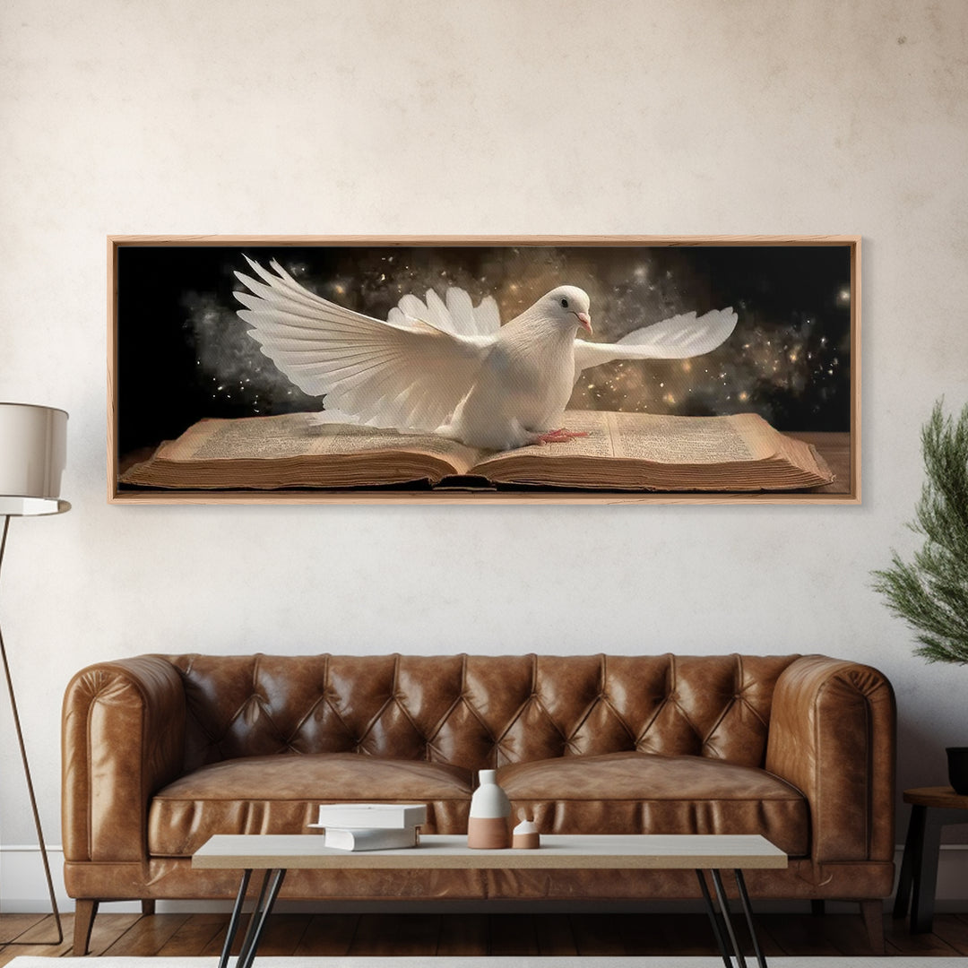 Holy Fire Light, Framed Canvas Print, Panoramic Frame, Christian Art Canvas, Moody Christian Art, Christian Christmas Decor, Christian Wall