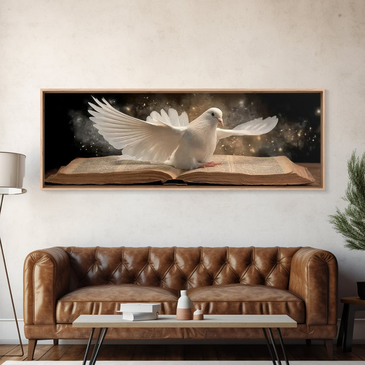 Holy Fire Light, Framed Canvas Print, Panoramic Frame, Christian Art Canvas, Moody Christian Art, Christian Christmas Decor, Christian Wall