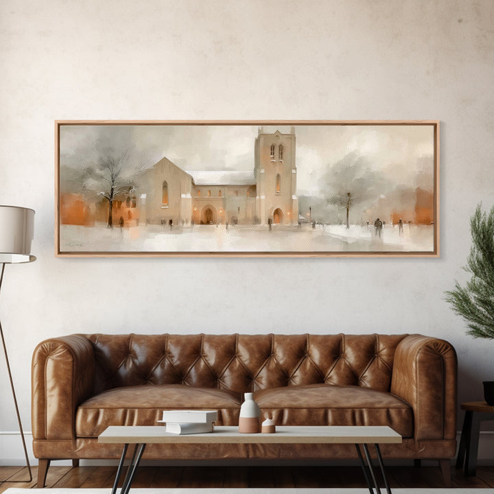 Sanctuary Of Peace - Framed Canvas Print - Christian Art Canvas - Panoramic Print - Christmas Art Work - Modern Christian Art - Christian D