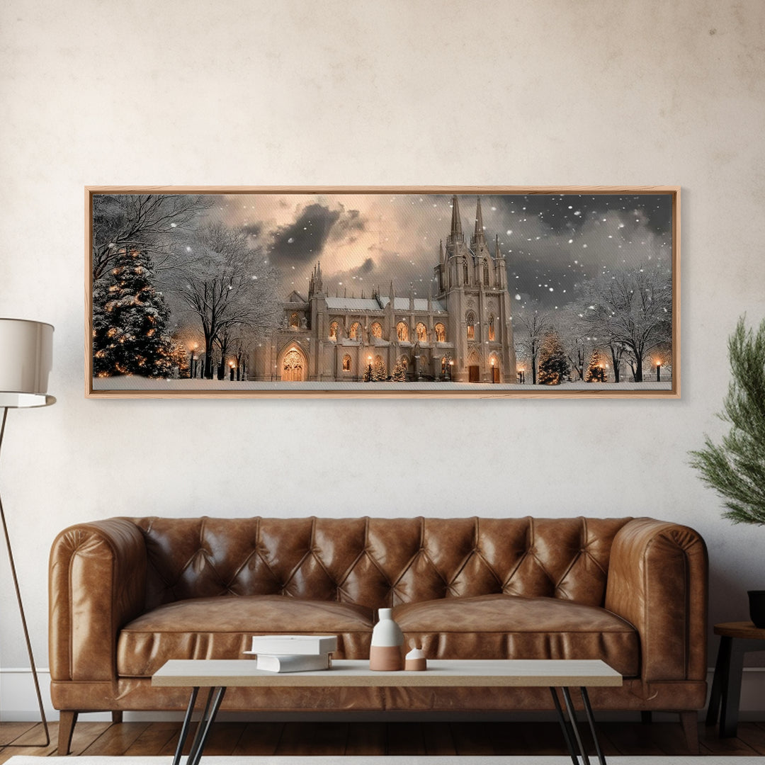 Cathedral Wonder | Framed Canvas Print | Christian Art Canvas | Panoramic Art | Christmas Wall Art | Christian Christmas Art | Christian Gi