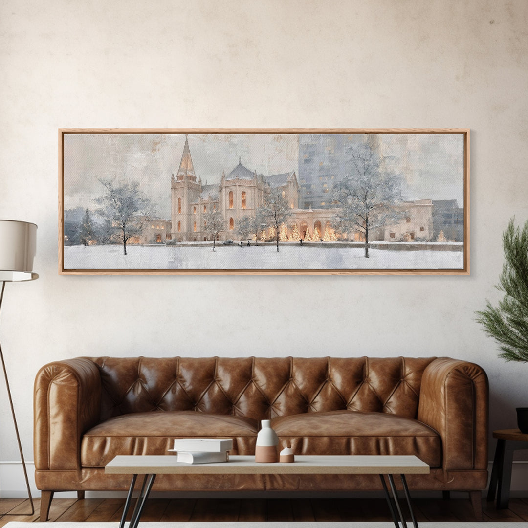Sanctuary At Dusk - Framed Canvas Print - Christian Art Canvas - Panoramic Frame - Christmas Wall Art - Christian Decoration - Unique Chris