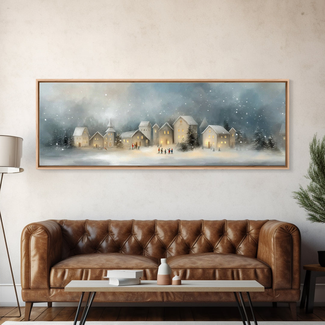 Peaceful Village Star - Framed Canvas Print - Christian Wall Art - Panoramic Art - Christmas Art - Christian Art Canvas - Christmas Wall Ar
