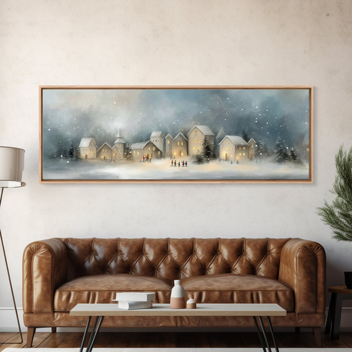 Peaceful Village Star - Framed Canvas Print - Christian Wall Art - Panoramic Art - Christmas Art - Christian Art Canvas - Christmas Wall Ar