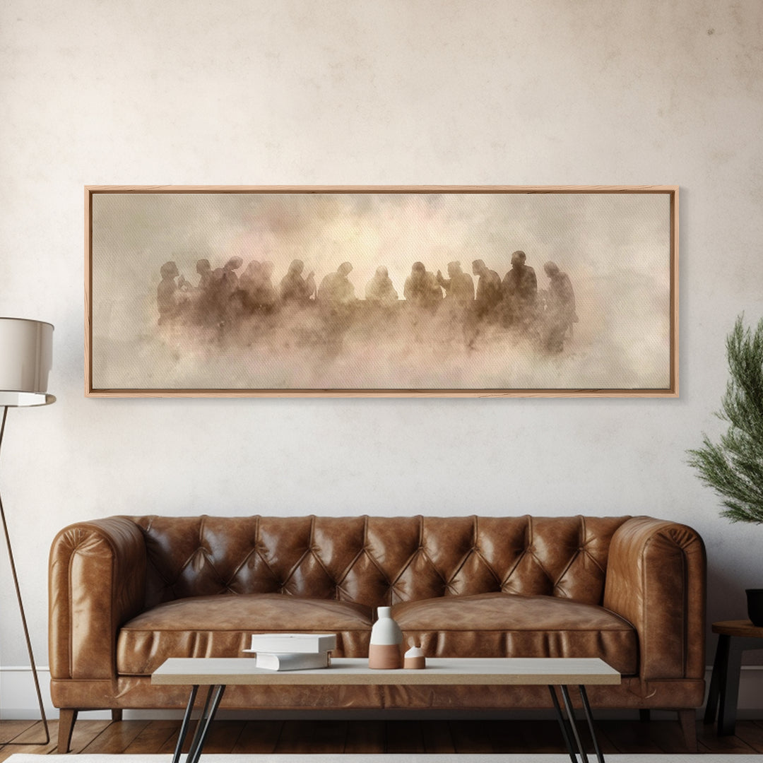 Apostles In Glory, Framed Canvas Print, Christian Art Print, Jesus Painting Canvas, Panoramic Art, Modern Christian Painting, Christian Wal