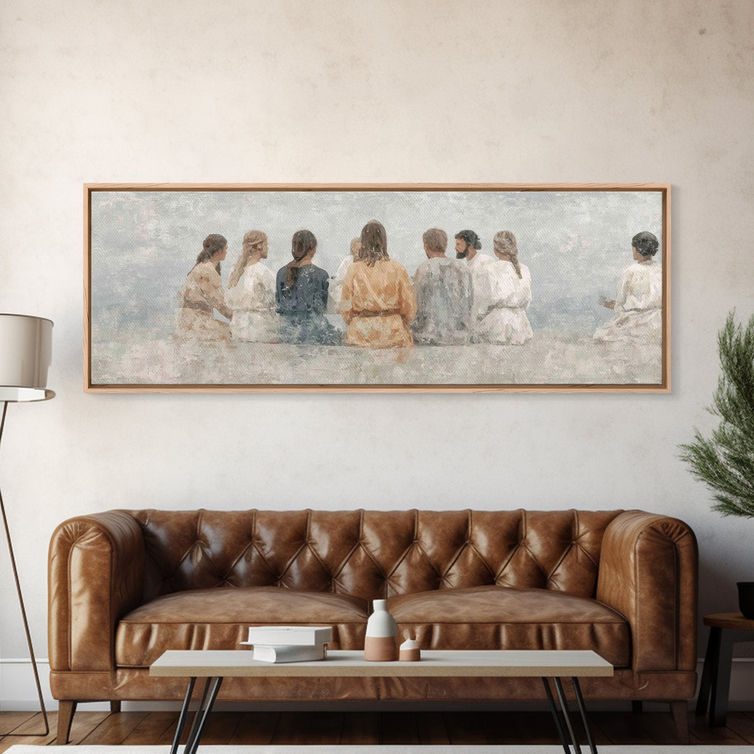 Hallowed Fellowship Peace, Framed Canvas Print, Christian Wall Art, Modern Christian Art, Panoramic Frame, Jesus Art Print, Christian Gift