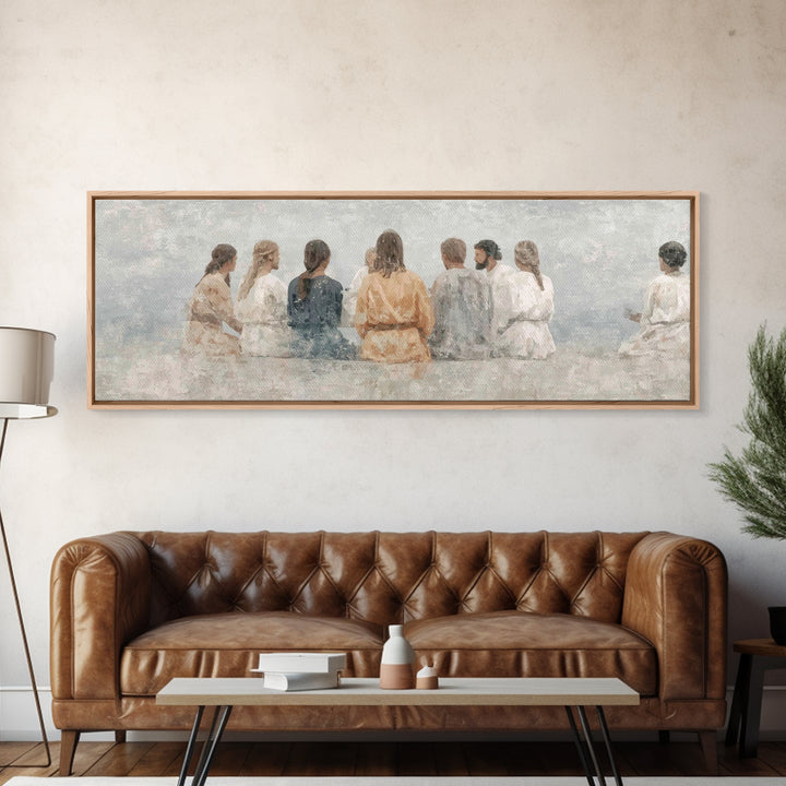 Hallowed Fellowship Peace, Framed Canvas Print, Christian Wall Art, Modern Christian Art, Panoramic Frame, Jesus Art Print, Christian Gift