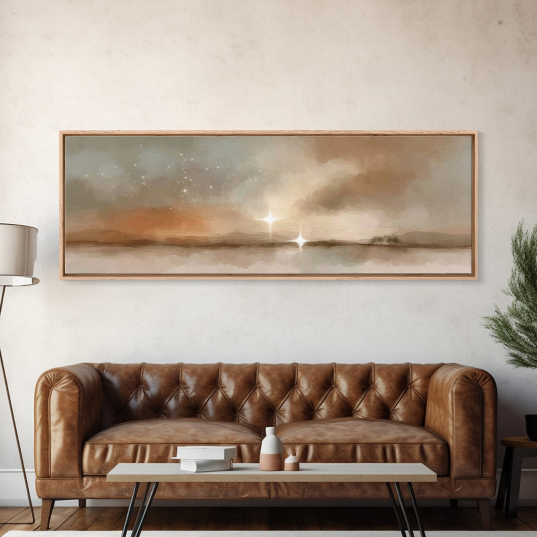 Bethlehem Horizon Light | Framed Canvas Print | Panoramic Painting | Christian Wall Art | Christian Art Canvas | Christmas Art | Jesus Pain