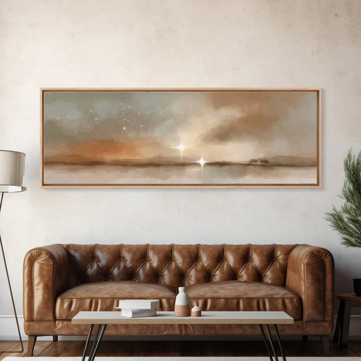 Bethlehem Horizon Light | Framed Canvas Print | Panoramic Painting | Christian Wall Art | Christian Art Canvas | Christmas Art | Jesus Pain