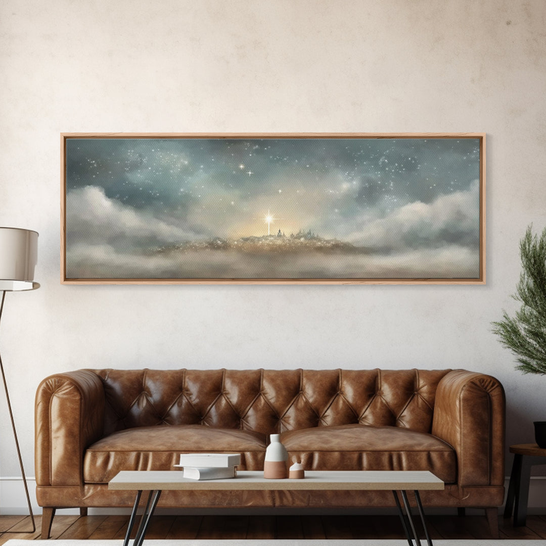 The Guiding Star – Framed Canvas Print – Christian Wall Art – Panoramic Art – Christian Art Canvas – Christmas Art – Jesus Painting