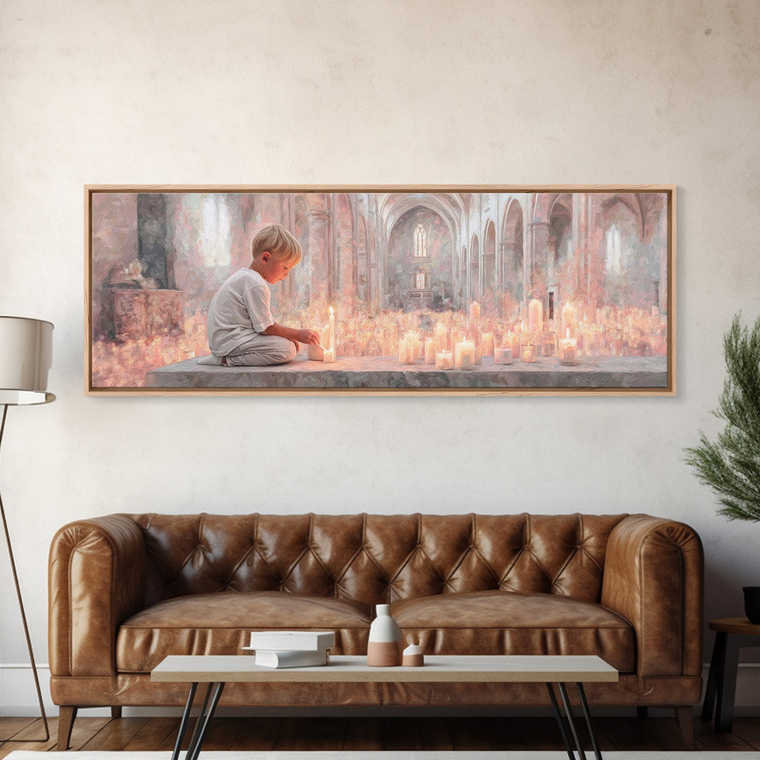 Temple Of Light, Framed Canvas Print, Christian Wall Art, Panoramic Art, Christian Art Canvas, Christmas Art Prints, Christian Decoration