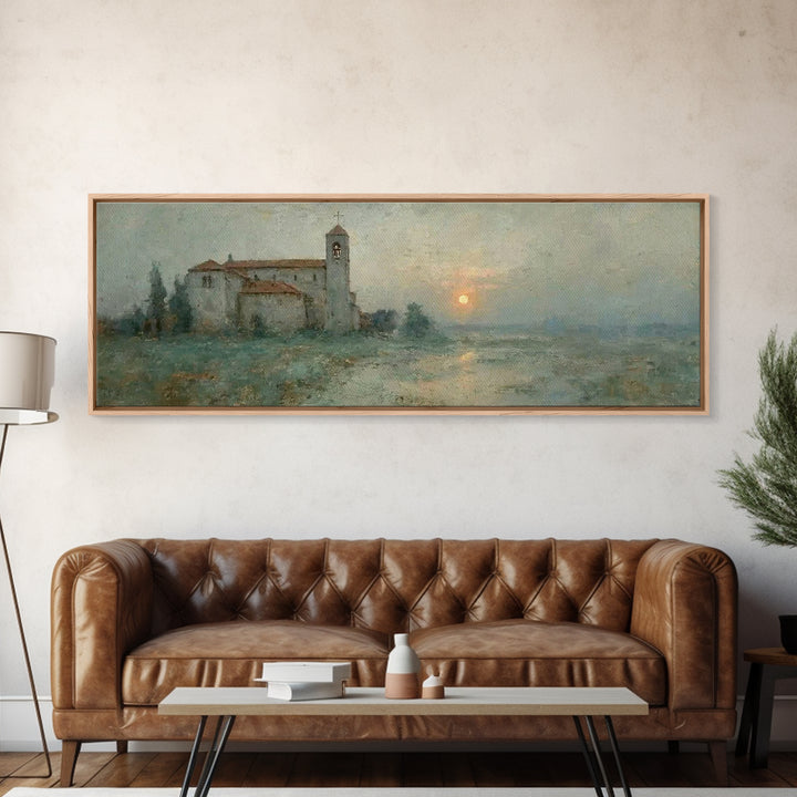 Saintly Evening Calm – Framed Canvas Print – Panoramic Art – Christian Wall Art – Christian Art Canvas – Christmas Art – Christian Painting