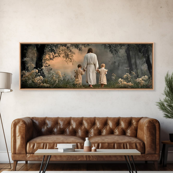 Walking In His Light | Framed Canvas Print | Christian Wall Art | Panoramic Frame | Christian Art Canvas | Christian Art | Christian Gift