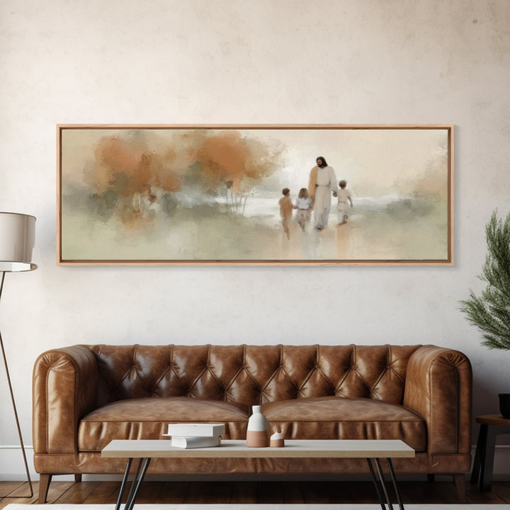 Children Of Grace – Framed Canvas Print – Panoramic Wall Art – Christian Art Canvas – Christian Art – Jesus Painting – Christian Decor