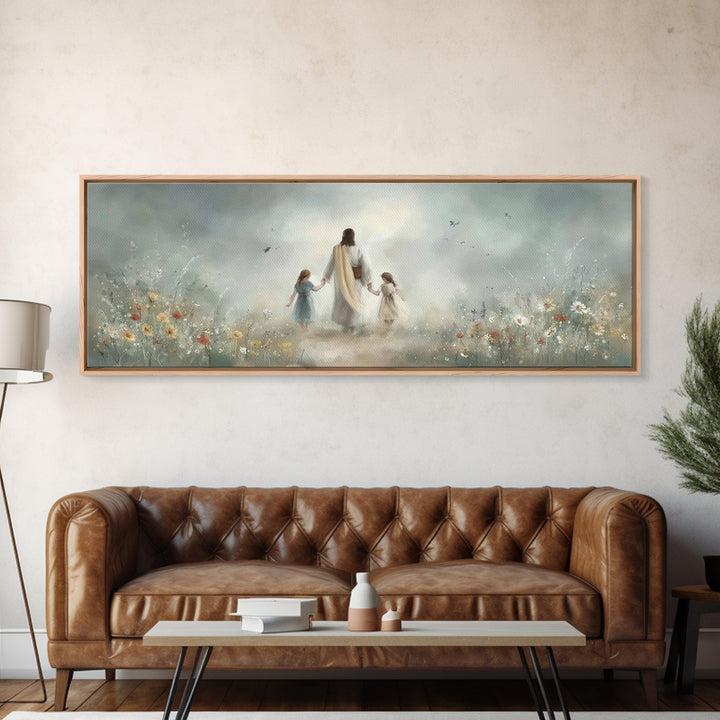 Pathway Of Peace, Framed Canvas Print, Christian Art Canvas, Jesus Painting, Christian Wall Art, Panoramic Wall Art, Christian Christmas Ar