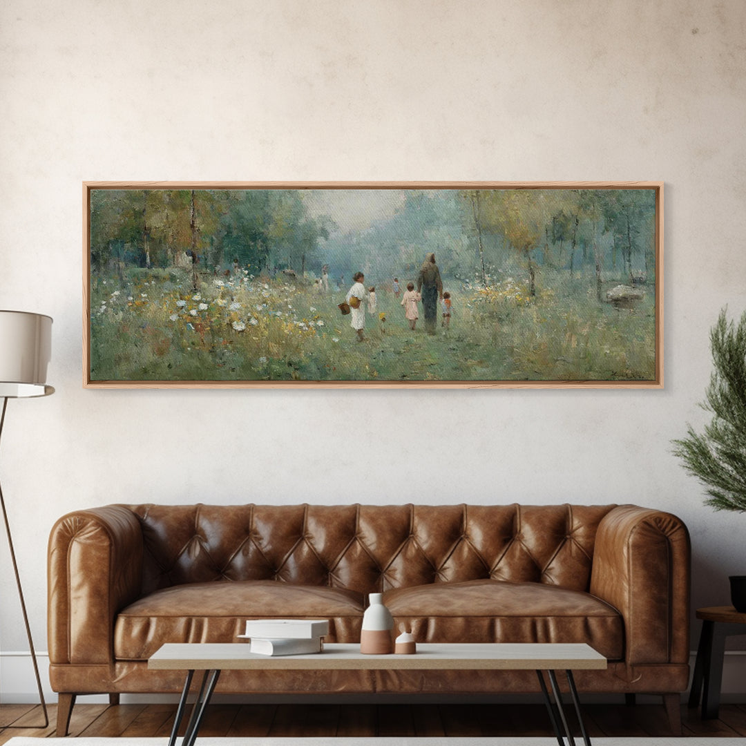 Morning Of Blessing, Framed Canvas Print, Christian Wall Art, Christian Art Canvas, Jesus Painting, Extra Wide Art, Christian Christmas Art