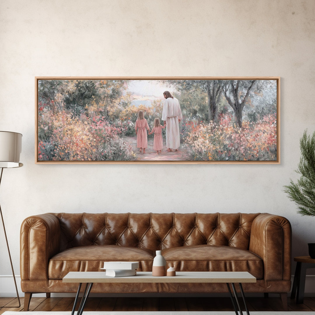 Shepherds At Night – Framed Canvas Print – Christmas Art – Christian Wall Art – Panoramic Art – Christian Art Canvas – Christian Christmas