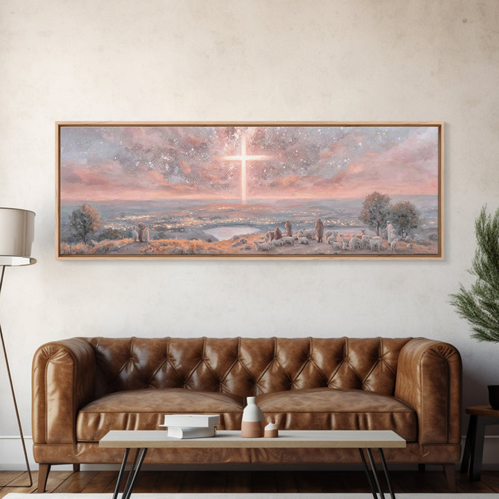 Star Of Salvation, Framed Canvas Print, Christian Art Canvas, Christmas Art, Panoramic Print, Christian Wall Art, Christian Christmas Art