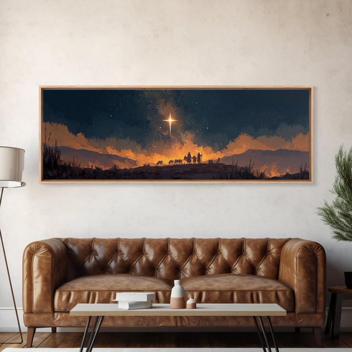 Holy Night Horizon | Framed Canvas Print | Christian Wall Art | Panoramic Painting | Christmas Art | Christian Art Canvas | Christian Chris